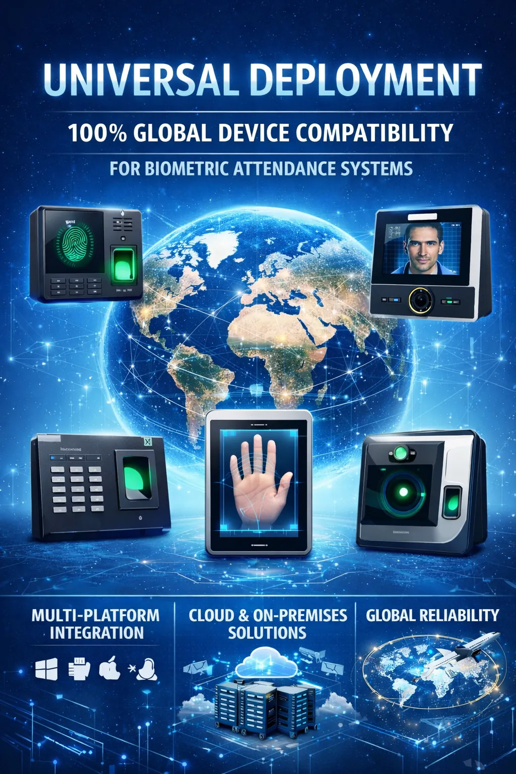 Universal Biometric API supports 100% of biometric machines exist in the world